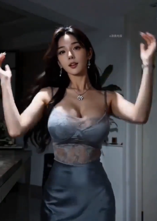 美女在昏暗空间中跟随音乐进行律动感极强的现代舞表演